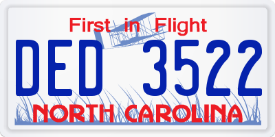 NC license plate DED3522