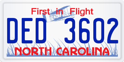NC license plate DED3602