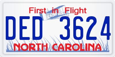 NC license plate DED3624