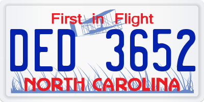 NC license plate DED3652