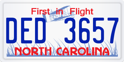 NC license plate DED3657