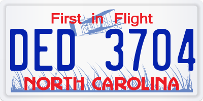 NC license plate DED3704