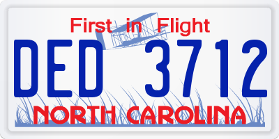 NC license plate DED3712