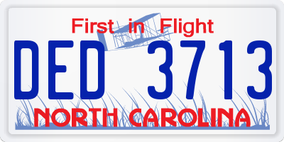 NC license plate DED3713