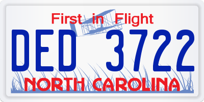 NC license plate DED3722
