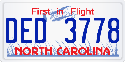 NC license plate DED3778