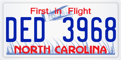NC license plate DED3968
