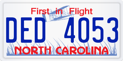 NC license plate DED4053