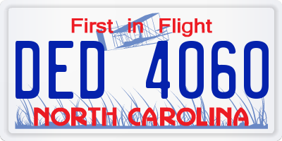 NC license plate DED4060