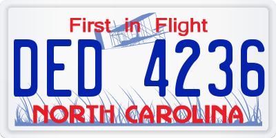NC license plate DED4236