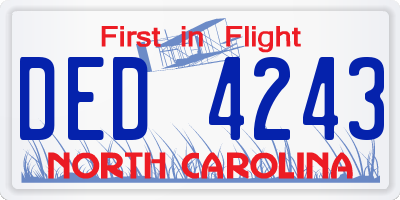 NC license plate DED4243