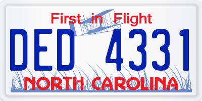 NC license plate DED4331