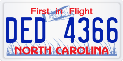 NC license plate DED4366
