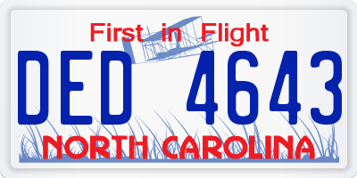 NC license plate DED4643