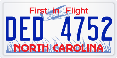 NC license plate DED4752