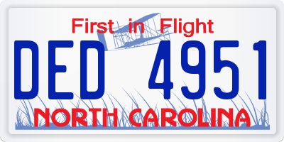 NC license plate DED4951
