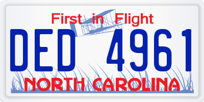 NC license plate DED4961