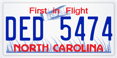 NC license plate DED5474