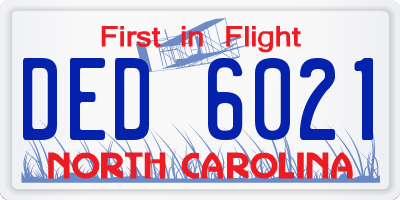 NC license plate DED6021