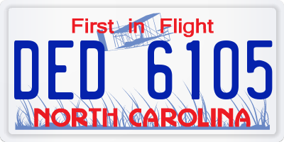 NC license plate DED6105