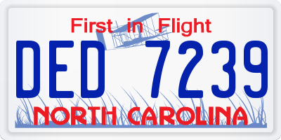NC license plate DED7239