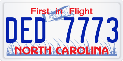 NC license plate DED7773