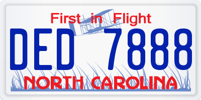 NC license plate DED7888