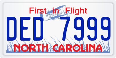 NC license plate DED7999
