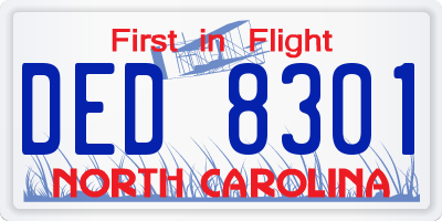NC license plate DED8301