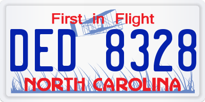 NC license plate DED8328
