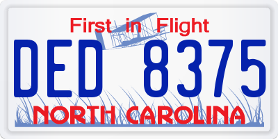 NC license plate DED8375