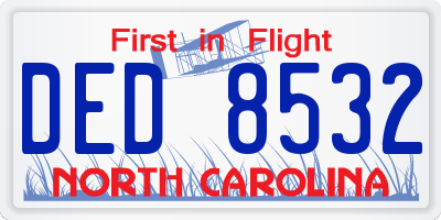 NC license plate DED8532
