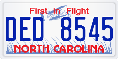 NC license plate DED8545
