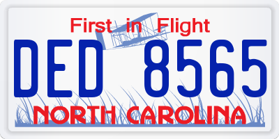NC license plate DED8565