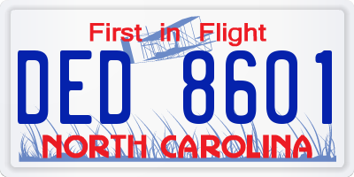 NC license plate DED8601
