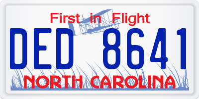 NC license plate DED8641