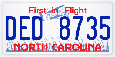 NC license plate DED8735
