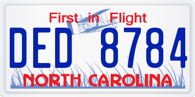 NC license plate DED8784