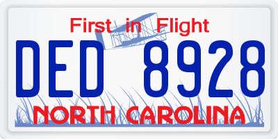 NC license plate DED8928