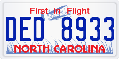 NC license plate DED8933