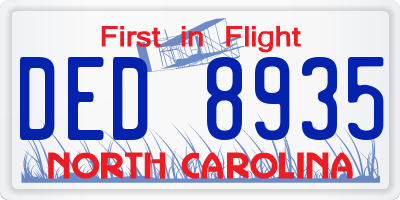 NC license plate DED8935