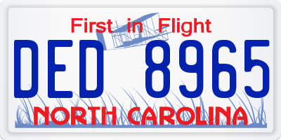 NC license plate DED8965