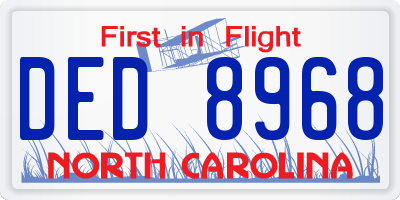 NC license plate DED8968