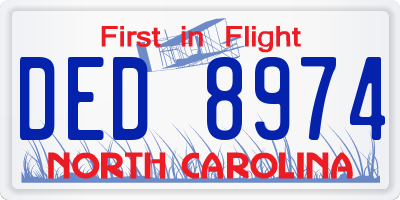 NC license plate DED8974