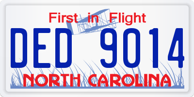 NC license plate DED9014