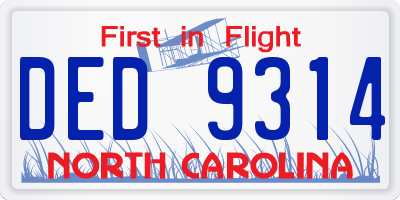 NC license plate DED9314