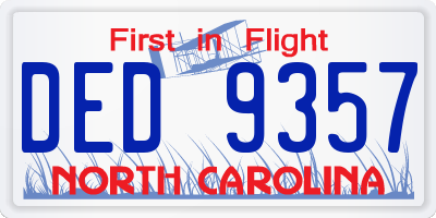 NC license plate DED9357