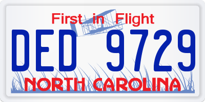 NC license plate DED9729