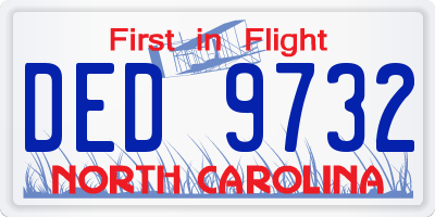 NC license plate DED9732