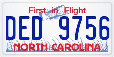 NC license plate DED9756